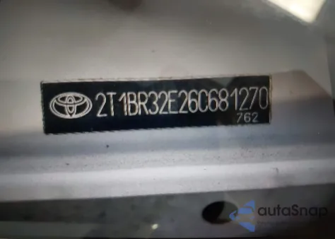 2006 Toyota Corolla S из США, поврежденный, VIN 2T1BR32E26C681270